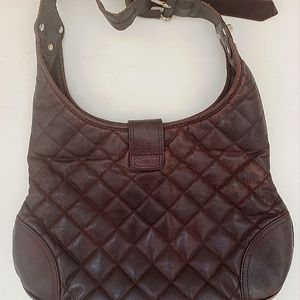 Burberry chocolate brown quilted hobo bag